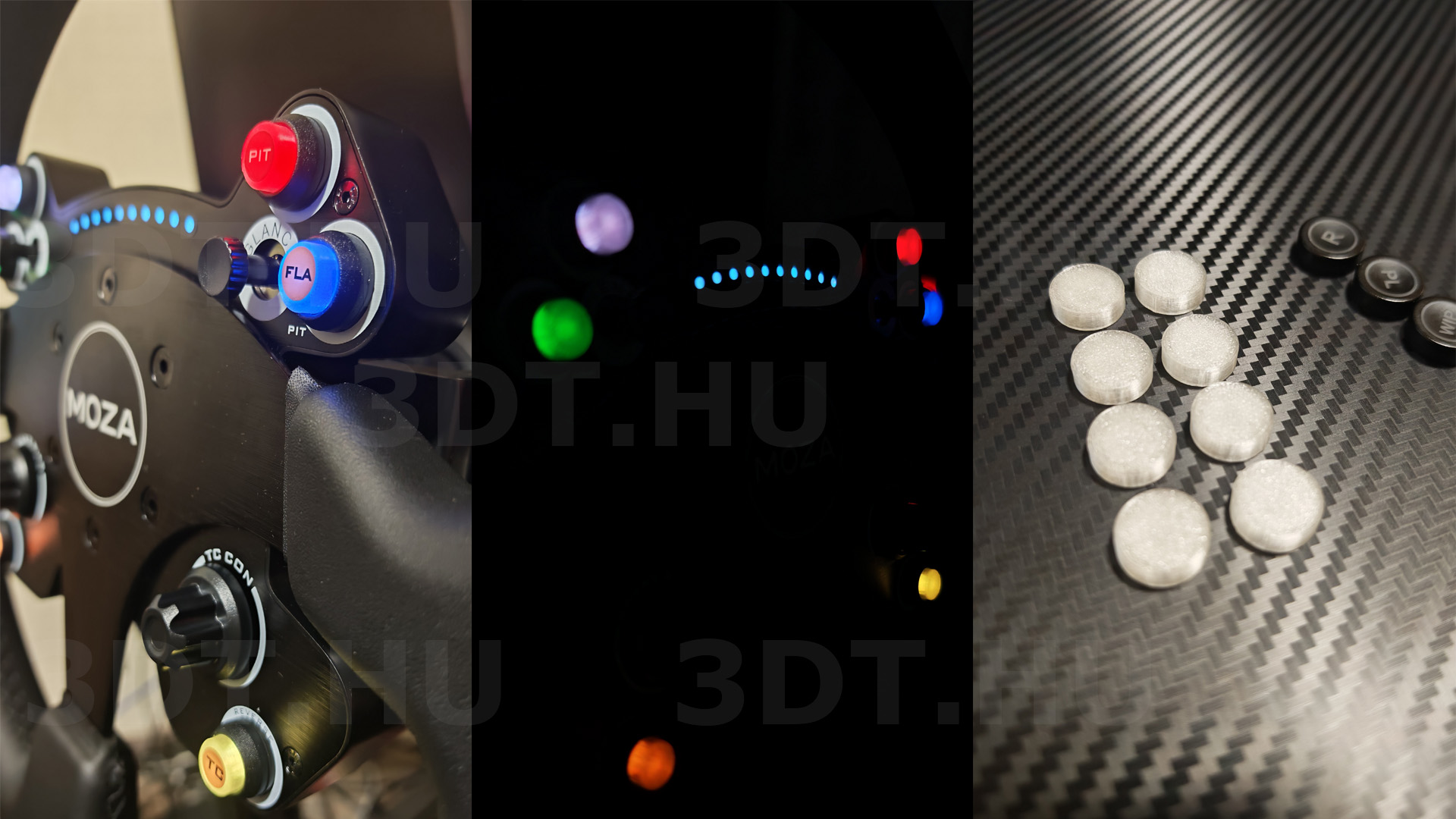 3D nyomtatott átlátszó gomb a gyári előre festett helyett Moza kormányhoz