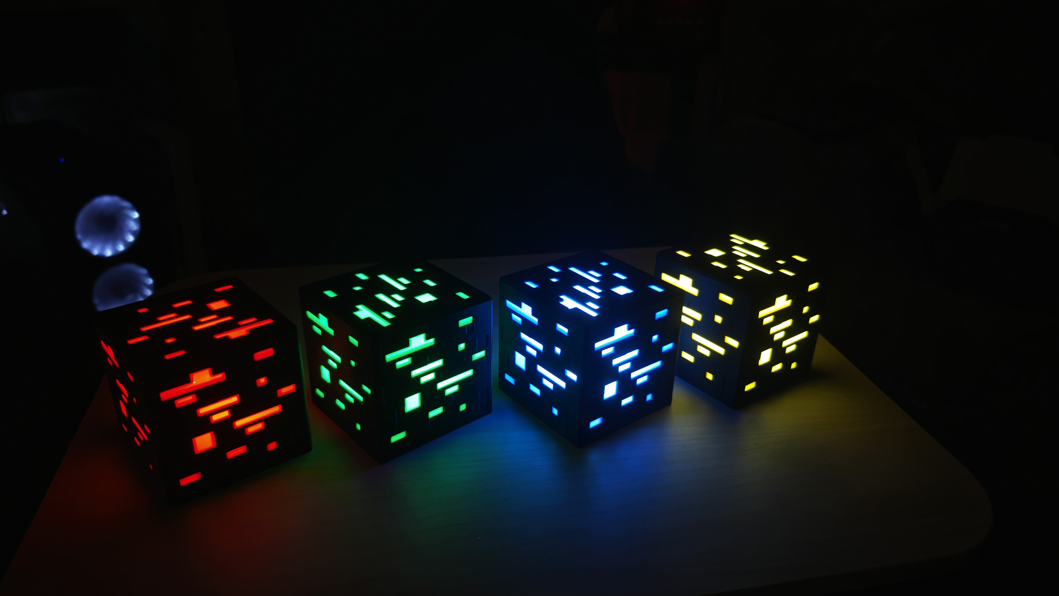 3D Minecraft stílusú kocka LED világítással