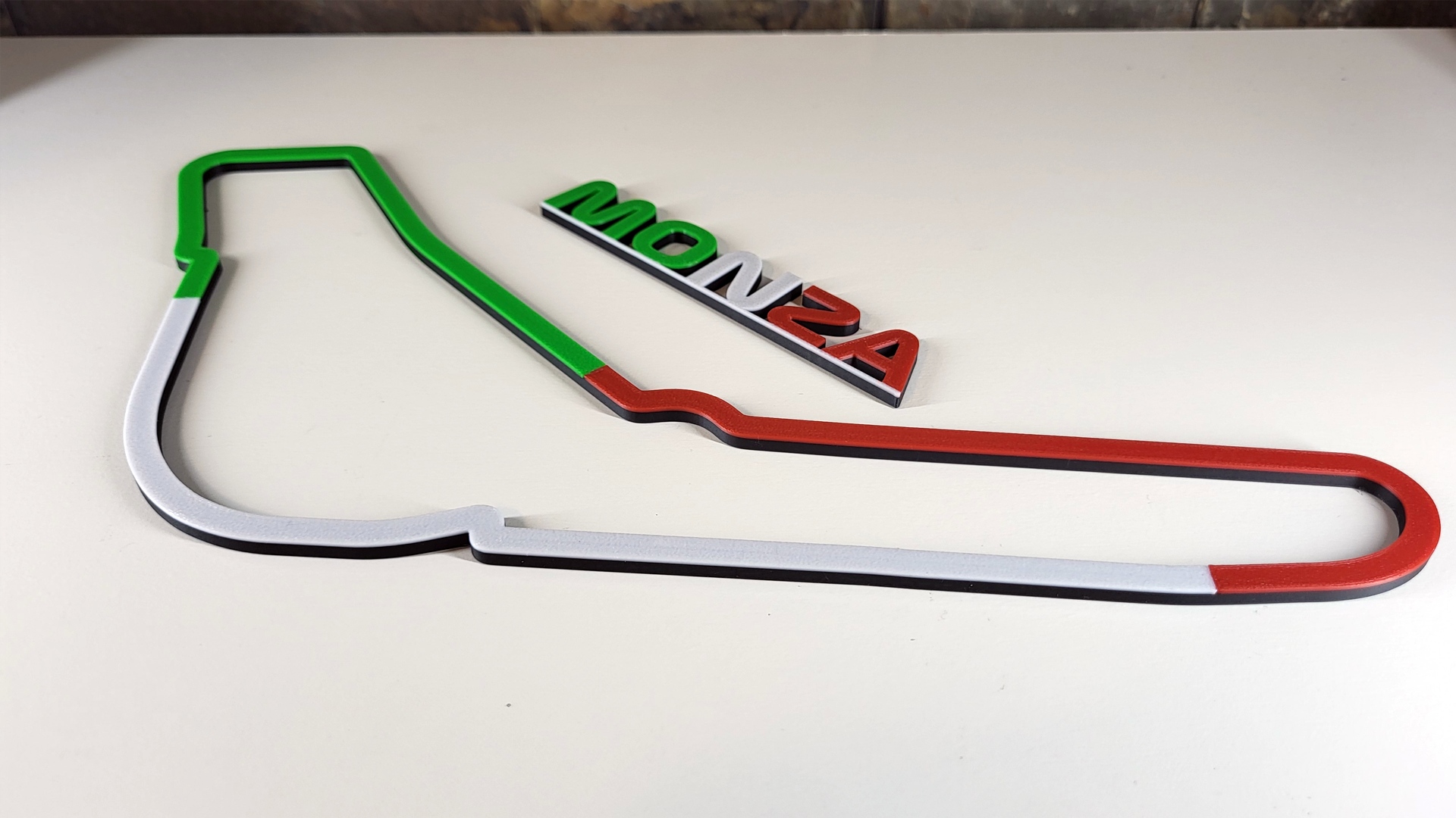 3D nyomtatott színes versenypálya dekor Monza