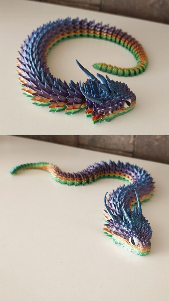 3D nyomtatott sárkány figura