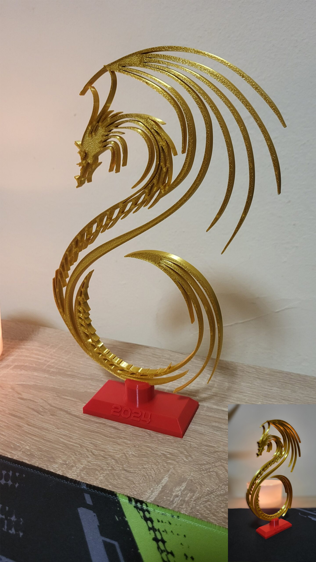3D nyomtatott sárkányos dísz